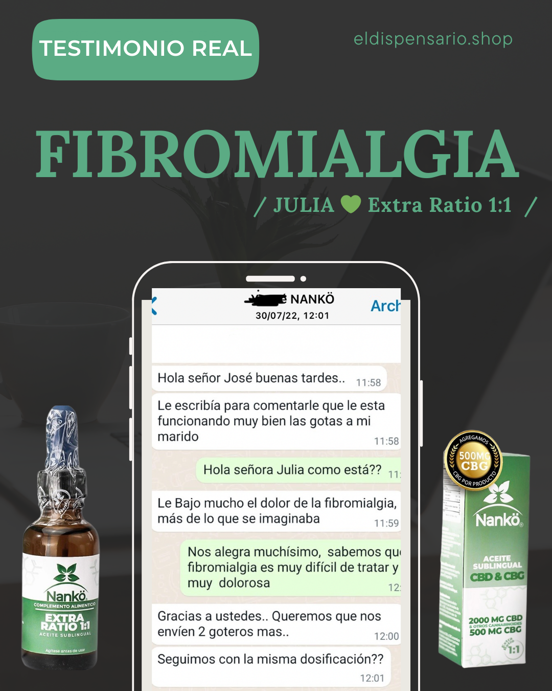 ACEITE SUBLINGUAL EXTRA RATIO 1:1 & CBG NANKÖ