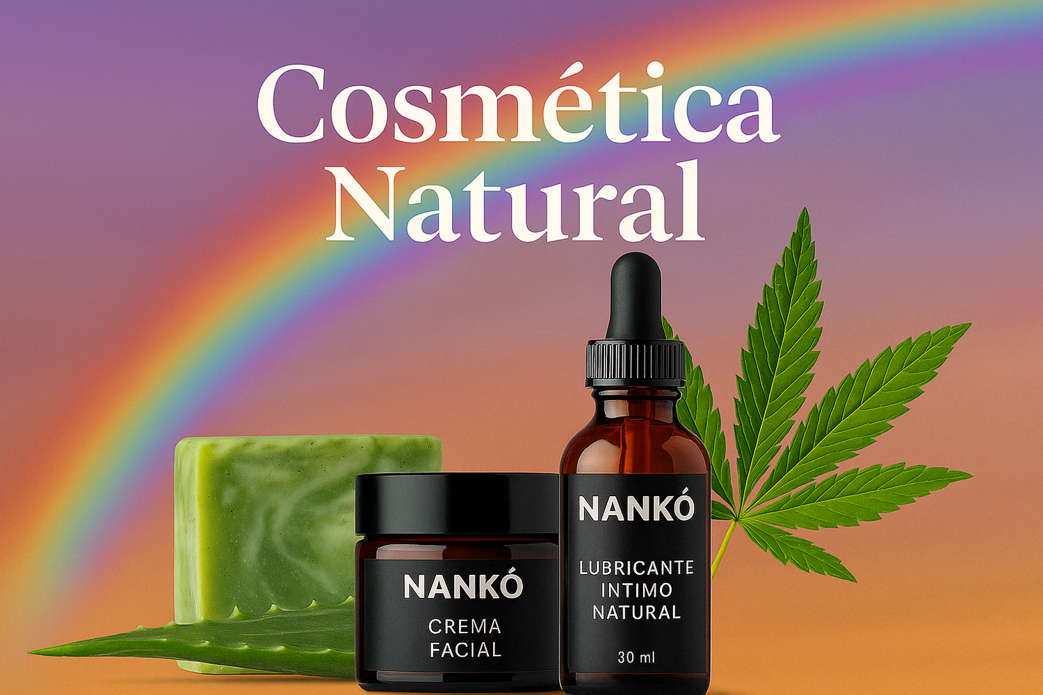 Productos naturales NANKÖ para el cuidado de la piel y bienestar íntimo — incluye crema facial, jabón botánico y lubricante herbal. Cosmética integral para cuerpo, mente y alma.