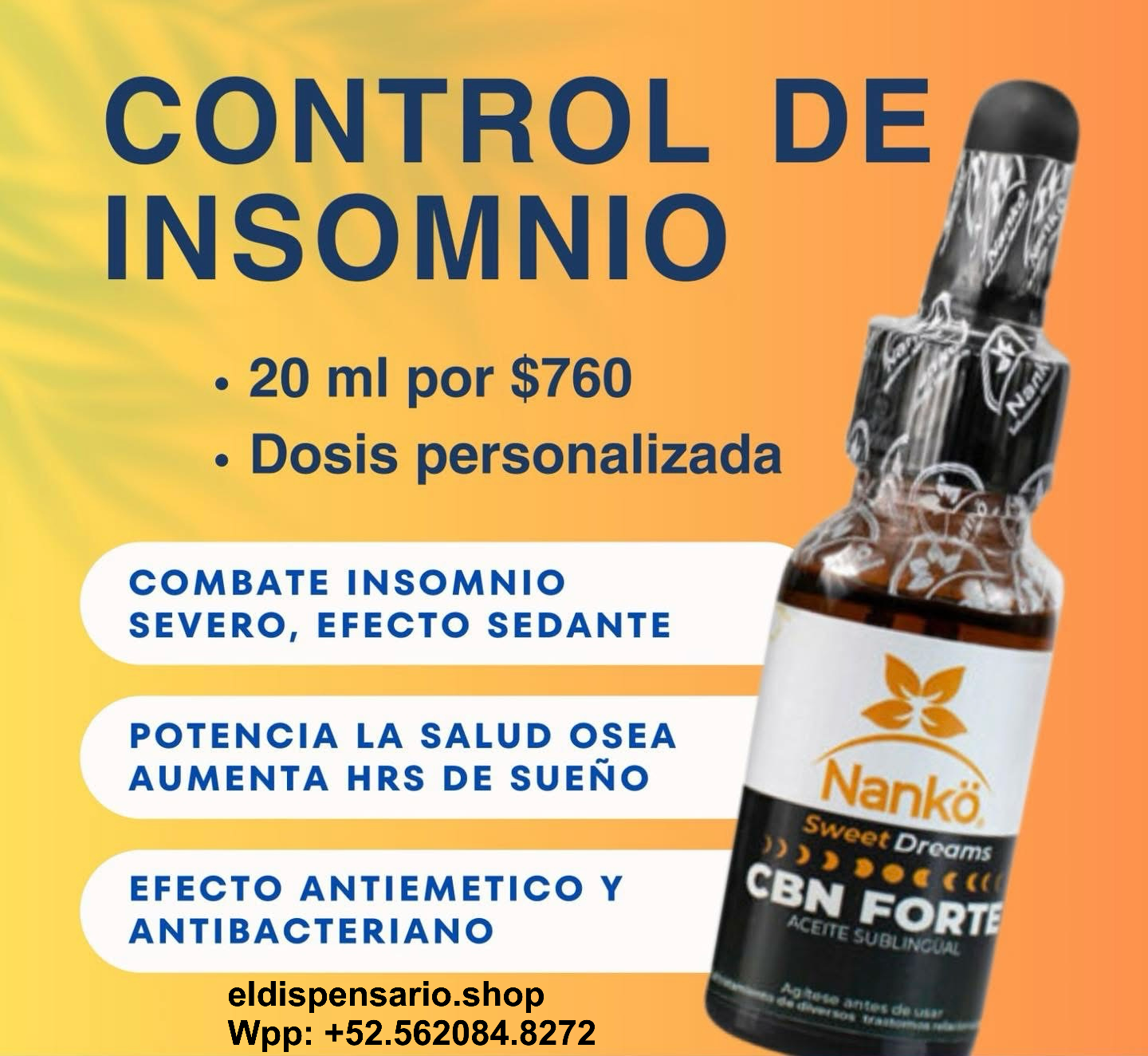 CBN Forte – Aceite Sublingual para Insomnio, Sueño Profundo y Relajación Natural | NANKÖ