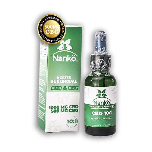 Aceite Sublingual Nankö CBD 10:1 CBG | Bienestar Natural y Equilibrio Diario
