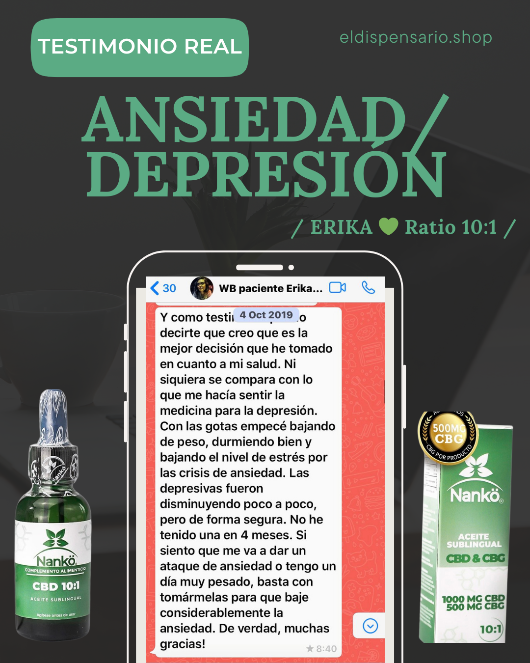 Aceite Sublingual Nankö CBD 10:1 CBG | Bienestar Natural y Equilibrio Diario