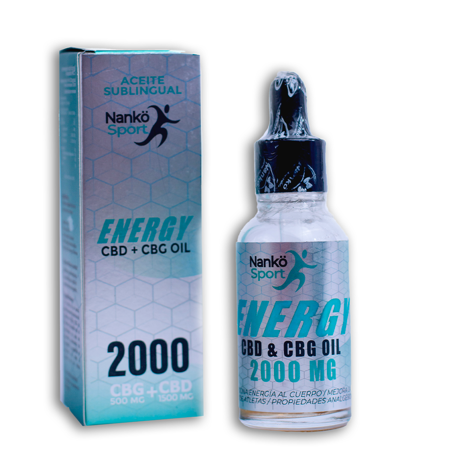 Aceite Sublingual ENERGY 2000 NanköSport | CBD y CBG para energía física, claridad mental y resistencia deportiva 
Suplemento deportivo natural para energía y enfoque